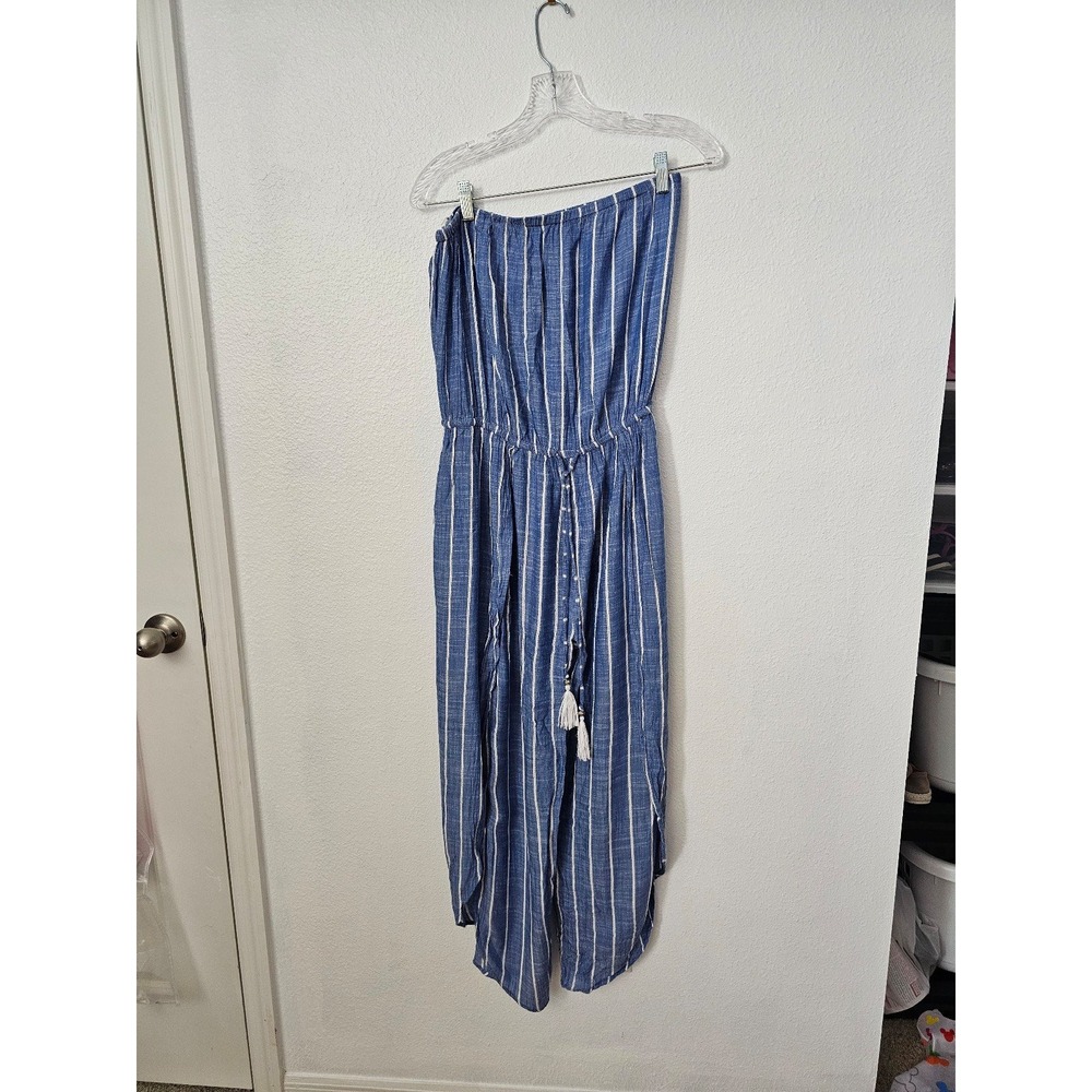 Blue Island Medium Blue and White Striped‎ Jumpsuit